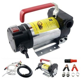 Transfer Pump Kit 10GPM/40LPM Heavy Duty Portable Diesel Fuel ONLY Electric DC 12V Alligator Clamps includes: Aluminum Manual Nozzle, Delivery & Suction Hose w/Filter (NOT For Gasoline)