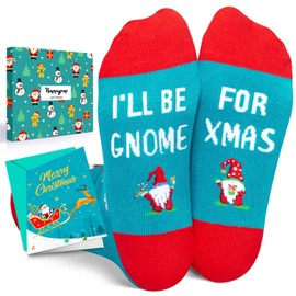 HAPPYPOP Christmas Gifts Stocking Socks for Boys Girls - Secret Santa Socks Gnome Christmas Socks for Teens, Gnome Gifts for Teens with Greeting Card