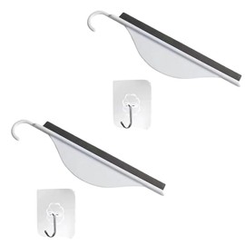 MIXNEX Mini Squeegee Set with Hooks, 2 Pack Silicone Water Wiper for Shower Glass, Bathroom Countertop & Sink Cleaning Tool, Compact Handheld Scraper for Kitchen, Mirror, Window (White)