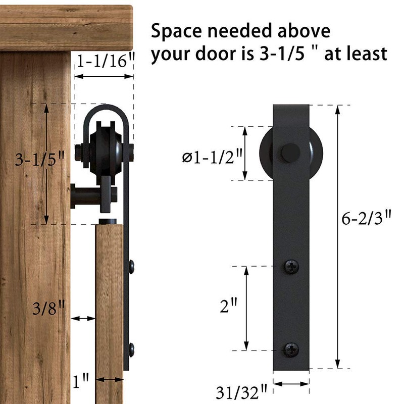 WINSOON 2.5FT Super Mini Sliding Barn Door Cabinet Hardware Kit