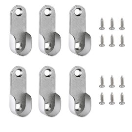 6 Pieces Oval Wardrobe Hanging Rails Fittings Wardrobe Pole Fittings Wardrobe Pipe Bracket For Wardrobe Shower Curtain Closet Curtain Wardrobe Closet (16 mm/ 0.63 Inch)