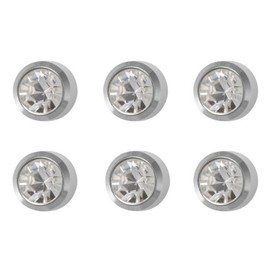 6 Pairs Studex April/Crystal Mini 2mm Stainless Steel Bezel Setting Ear Piercing Stud Earrings Birthstone