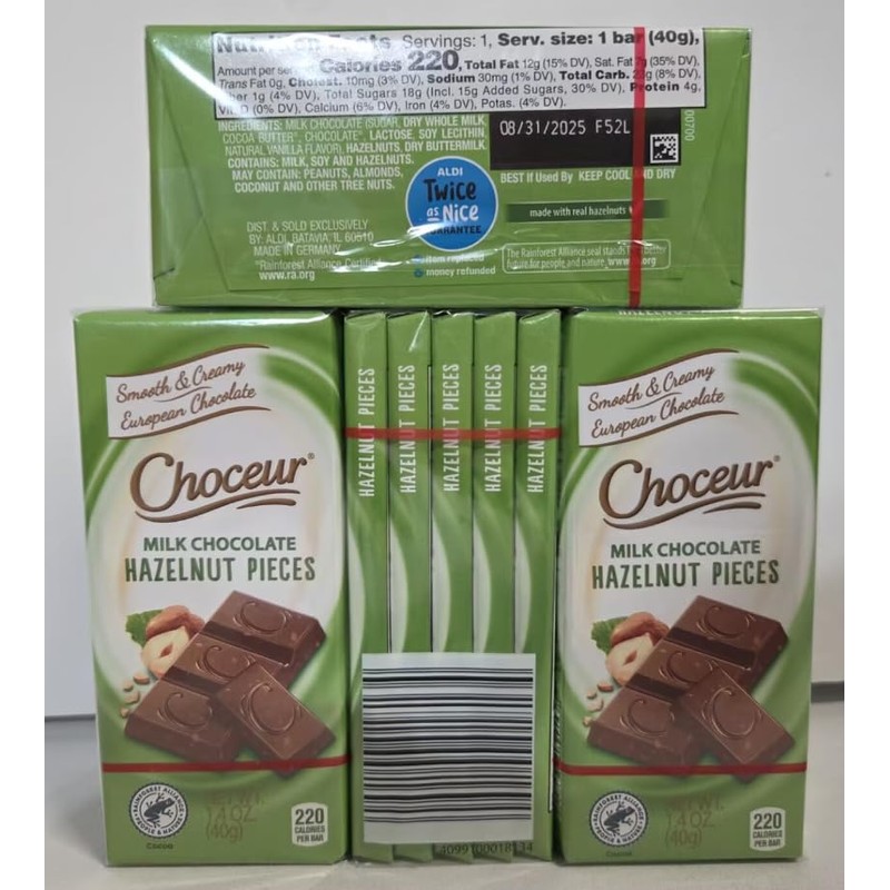 Choceur Hazelnut Crunch Chocolate - 20 x 1.4 oz. (40g)