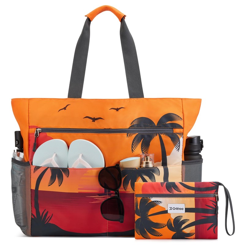 G4Free Large Beach Bag for Women Waterproof Sandproof Beach Tote