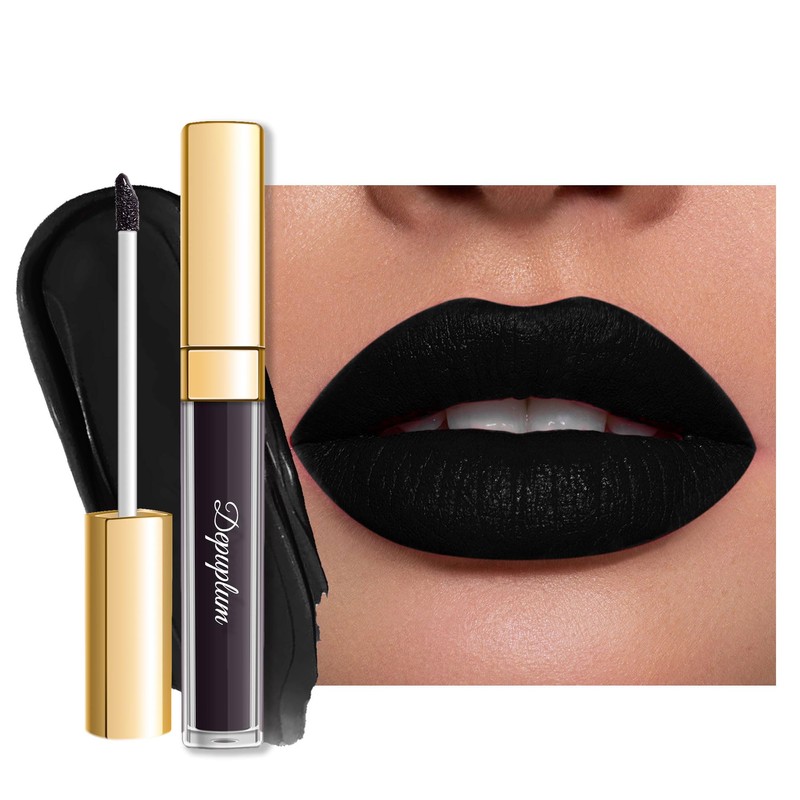 DE'MUMU- Lápiz labial negro mate para mujer, lápiz labial de
