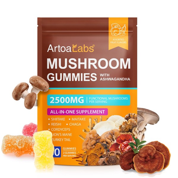 Super Mushroom Gummies with Ashwagandha, Lion's Mane, Reishi, Cordyceps &
