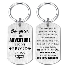 Alotozo 2025 Graduation Gifts for Daughter - Stainless Steel Keychain for High School, College, PhD Graduate - Inspirational Graduation Keychain for Daughter from Mom & Dad