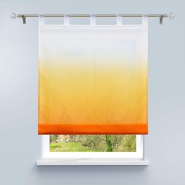 HongYa Roman Blind with Gradient Print, Transparent Voile, Roman Curtain, Kitchen Curtain
