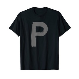Creative Bold Dark Grey Letter P - Alphabet - Marker Design T-Shirt