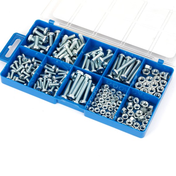 BAAB FASTENER Assorted Nuts and Bolts, M4 M5 M6 Machine Screws Assorted Phillips Pan Head Nuts and Bolts Assortment Kit 192 pcs