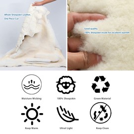 CCSOFTIME 2 Pairs Thermal Sheepskin Insoles,Warm Wool Insoles for Women Men,Furry Lambswool Fur Insoles for Boot Slippers,Fluffy Fleece Insoles EU40(UK6.5) White Grey