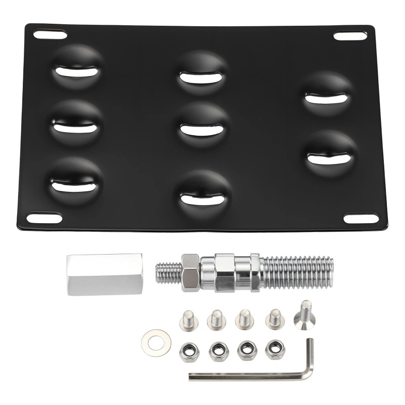 GEARZAAR Bumper Tow Hook License Plate Mount Bracket Holder For