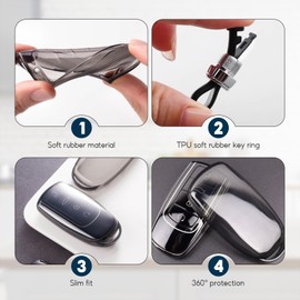 TPU Car Key Fob Cover for Jaecoo 7, Key Fob Holder, 4 Buttons Car TPU Case with Keychains for 5 Plus Omoda 5 C5 7pro Tiggo 7 Pro Max Chery Jaecoo J7 J8 J9 Tiggo 8 Pro Tiggo 8plus(Transparent Gray)