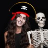 D-Fokes 2 Pieces Pirate Hat Skull Print Pirate Captain Costume