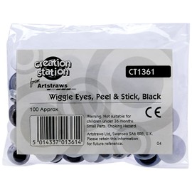 Creation Station 100 Peel & Stick Wiggle Eyes, Black, Assorted Sizes