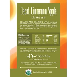 Davidson's Organics, Decaffeinated Cinnamon Apple, 8-count Tea Bags, Pack of 12