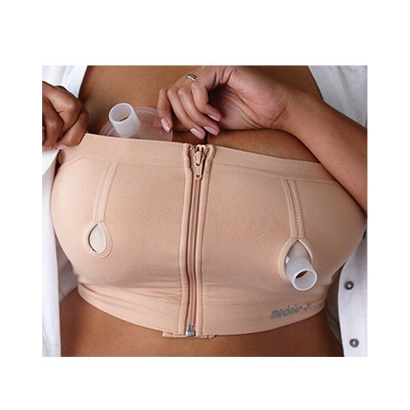 Medela Easy Expression Bustier Hands Free Pumping Bra BLACK Size