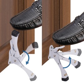 Gotega Door Stopper, 1/2/4 Packs Kickdown Door Stop with One Touch Adjustable Height and Rubber Tip, Door Stops (4 inch x 2 Pack, White)