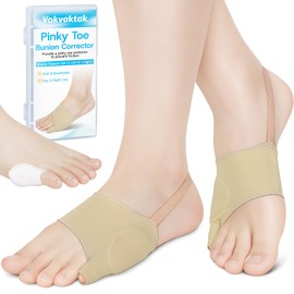 1 Pair Tailor Bunion Corrector, Bunionette Sleeves with Built-in Gel Pads & Non-Slip Strap, Soft Breathable Bunion Relief Socks for Pinky Toe Pain,Includes 2 Tailor's Bunion Corrector Pads (Beige)