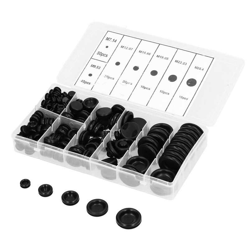 200Pcs Wire Washer Kit Rubber Grommet Dustproof Insulated Fireproof for