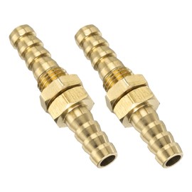 sourcing map 2 Pcs Brass Hose Barb Fitting Straight Connector Coupler, 1/4" ID Brass Fitting Air Hose Fittings Small for Connecting Water Fuel Air, Oil Hoses Gold