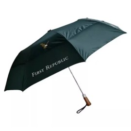 NEW FIRST REPUBLIC BANK Compact Umbrella Expandable Wood Handle