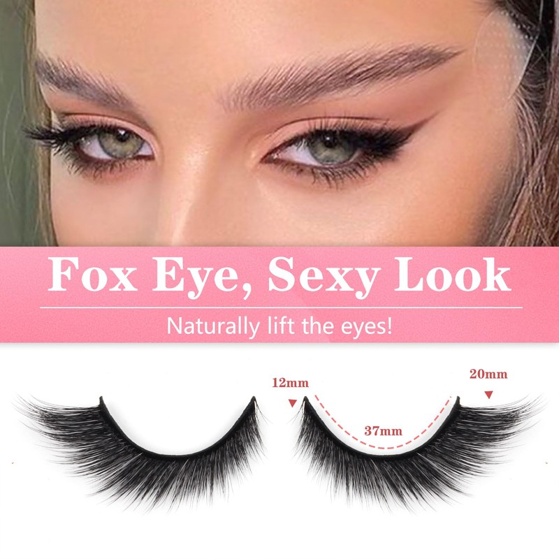 Glowing Win Cat Eye Lashes, 5 Pairs, Fox Eyelashes, Natural