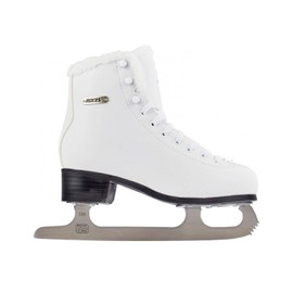 Roces Women's Paradise Eco Fur Durable Comfortable Lace-Up Figure Ice Skates with Stainless Steel Blade, White, 7W, 38EU