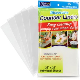 Premium Disposable Clear Plastic Counter Liners - 26" x 26", 15 Pieces - Perfect for Parties, Events, Family Gatherings, and Weddings