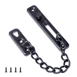 Door Chain Lock Door Chain Stainless Steel Door Security Chain Stainless Steel Door Chain Lock Door Lock Door Lock with Screws for Hotel Family Interior Doors Windows (Black)