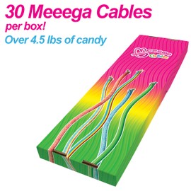 Meeega Cables - Chewy Rope Candy (Box of 30) (SOUR STRAWBERRY)