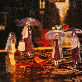 Scrapbook Accessory Stickers, 120 Pieces Bullet Journal Stickers, PET Scrapbook Stickers, Rainy Weather Girls Decoration for Notebook, Journaling, Diary Planner (Rain Overture)