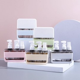 Travel Pump Transparent Empty Bottles for Mist, Essence, and Lotion Container 4-in-1/Light Green