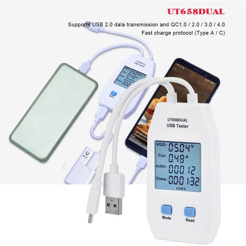 Ziiyoilh 2X USB Tester, LCD USB Tester Detector Voltmeter Ammeter