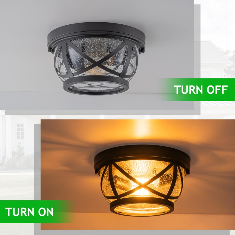 Oil-rubbed Bronze Flush Mount Ceiling Light Fixtures, 2-Light Farmhouse Porch