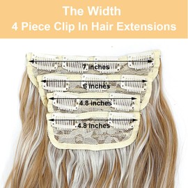 MSBELLE Clip In Hair Extensions Clip ins 20Inch Hair Extension Clips Blonde Hair Extensions Synthetic Thick Hair Piece for Women(Drak Blonde Mix Platinum Blonde)
