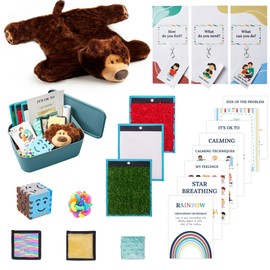 ODOXIA Calm Down Corner | Classroom and Special Education Must Haves | Calming Corner Items for Kids | Calming Corner Kit with Sensory Mats, Posters, Solutions Wall, Sensory Toys