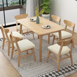 Fuloon Stretch Chair Seat Covers 6 PCS, Removable Washable Dining Room Chair Covers Anti-Dust Seat Cushion Slipcovers (Beige)