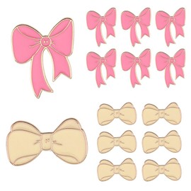 SUNNYCLUE 1 Box 16Pcs Bow Brooch Bulk Cute Enamel Pins Small Metal Pink White Bowknot Coquette Elegant Lapel Pins Bowtie Alloy Brooches for Women Clothes Backpack Decor Party Favor Wedding Supplies