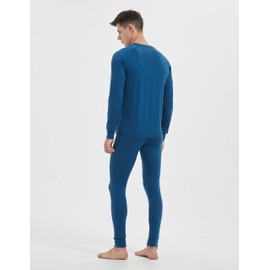 Iguana Mens 100% Merino Wool Base Layer Sets for Ski Lightweight Thermal Underwear Navy Blue