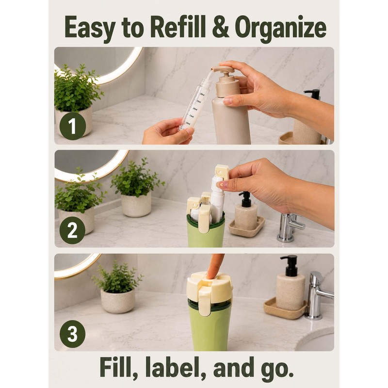 4 in 1 Travel Dispenser Bottle, TSA Approved Leak Proof