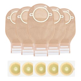 Heagimed 22pcs Ostomy Supplies Ostomy Bag, 2 Piece Colostomy Bag with Closure for Ileostomy Stoma Care, Cut-to-Fit, 70 mm Max (16 x Ostomy Bag+ 6 x Skin Barrier）