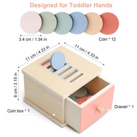 APOMOONS Toddlers Montessori Coin Box Toys Montessori Coin Box Object Permanence Box Montessori Toys for 1 2 3 Year Old for Toddlers 1-3 Color Sorting Stacking Sensory for Ages 2-4 Easter Birthday
