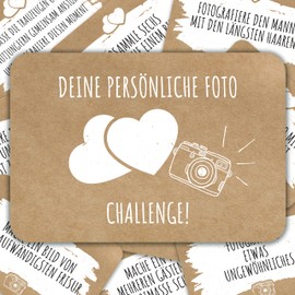 colortouch Wedding Game with 70 Photo Tasks, 50 Wedding Quiz, 52 Postcards with Questions, Photo Tasks for Wedding Photos, Kraft Look Wedding Decoration, Wedding Gift Alternative to Guest Book