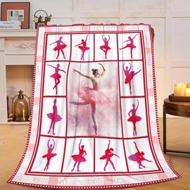 Dance Blanket Soft Warm Ballet Throw Blanket Dancer Gifts for Girls Women Cozy Plush Dance Team Stuff Lightweight Fleece Flannel Gifts Blankets for Kids Adults 50"X40"