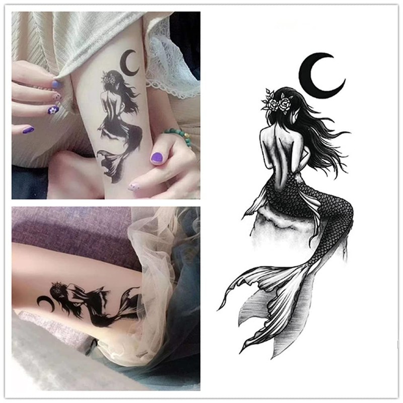 DaLin Large Temporary Tattoos, 4 Sheets (Mermaid 6)