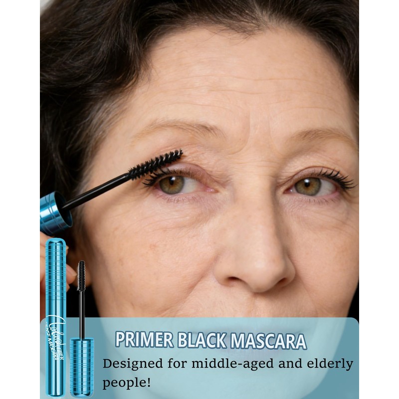Mascara for Older Women 60 Plus,Black Waterproof Prime Mascara,2Pcs