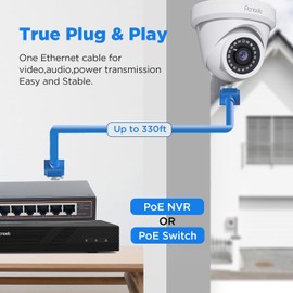 PANOOB Security Camera Outdoor/Indoor, 5MP POE IP Dome Surveillance Camera with MIC/Audio,AI Persion/Vehicle Detection, 2.8mm lens 110°Wide Angle, IP67 Weatherproof, 100Ft IR Night Vision,PA-5MP-Dome