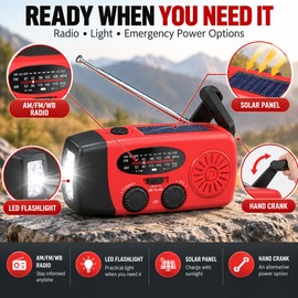 Emergency Radio for Outdoor Use – Hand Crank & Solar Charging with Flashlight for Camping and Power Outages