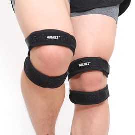 Rodillera con Soporte Doble para Rótula, Ajustable estabilizador de rodilla para tendinitis, artritis, menisco desgarro,correr, voleibol,alivio del do lor de rodilla, recuperación de lesiones, deportes (2, Negro con forro azul)